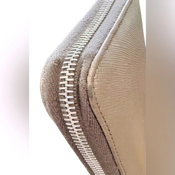 PRADA Gray Saffiano Leather Logo Embossed Zip-Around Long Wallet - Picture 9 of 13